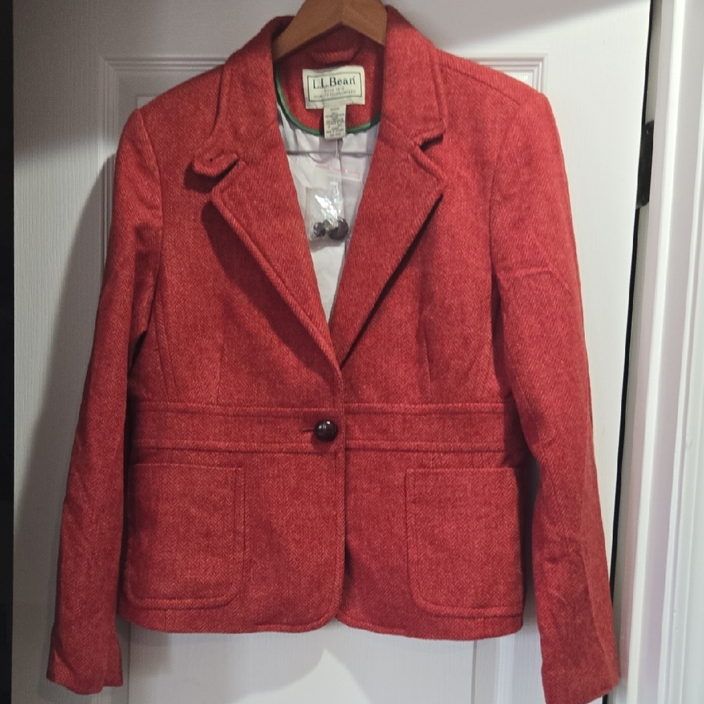 L.L. Bean Women's Classic Shetland Wool Rust Blazer